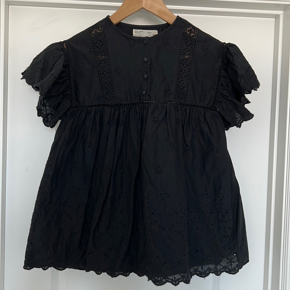 Zara girls black eyelet dress size 7